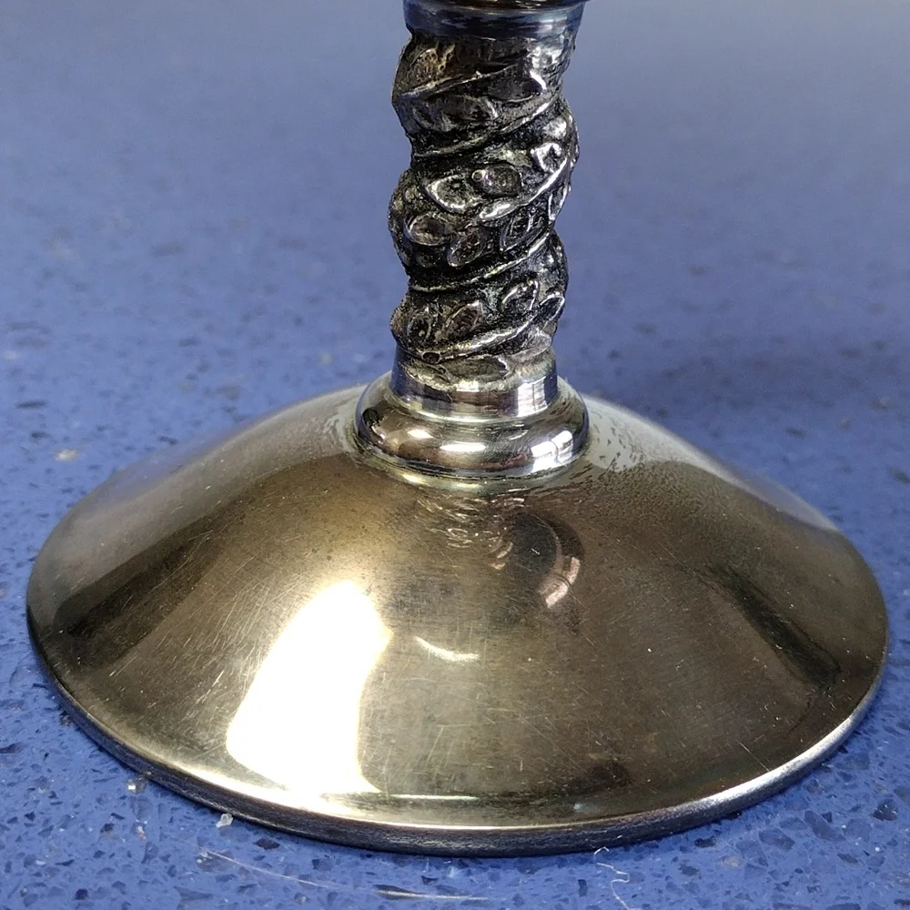 *Silver-Plated Ornate Stem Wine Champagne Goblet 5oz. Spain